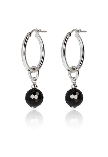 Orecchini a cerchio charm con spinello nero