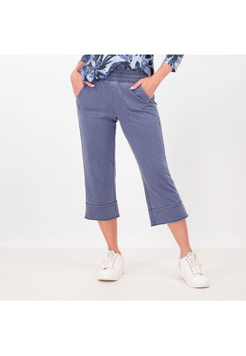 Pantaloni capri in tessuto misto cotone con tasche