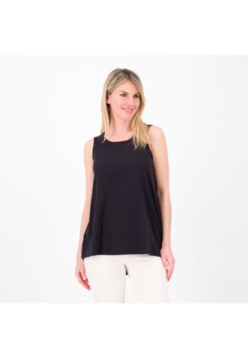 Blusa smanicata in cotone e modal