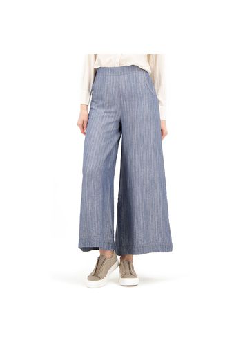 Pantaloni ampi effeto denim con filo lamé