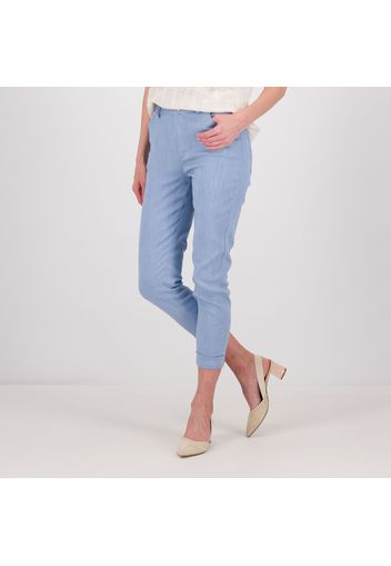 Pantaloni paperbag a carota effetto denim