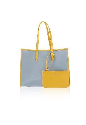 Shopping bag con profili in pelle