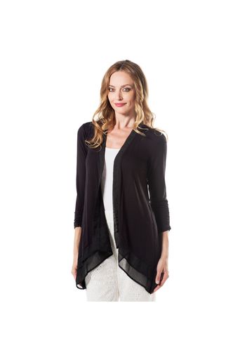 Cardigan in viscosa con balze in georgette