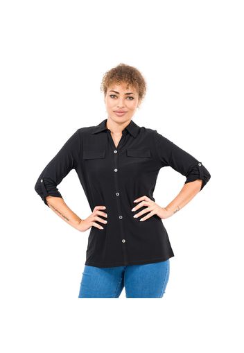 Camicia con tasche a patta maniche 3/4