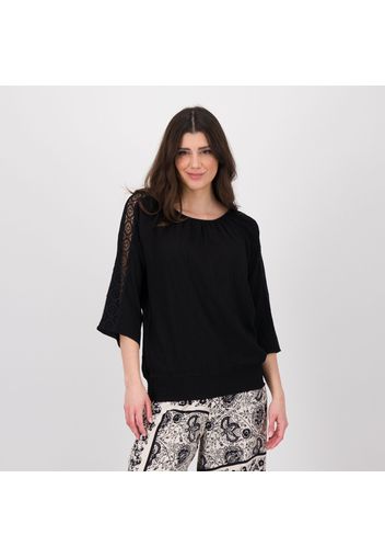 Blusa in tessuto smock con maniche 3/4