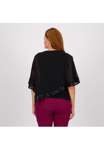 Nina Leonard Blusa con pannello in chiffon e paillettes