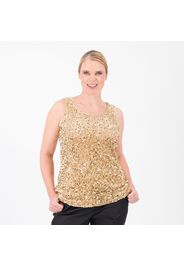 Top smanicato in ciniglia con paillettes