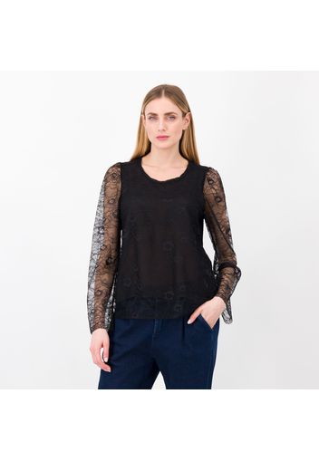 Blusa scollo tondo in pizzo foderato