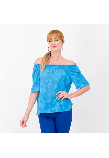 Blusa in voile devoré a manica corta