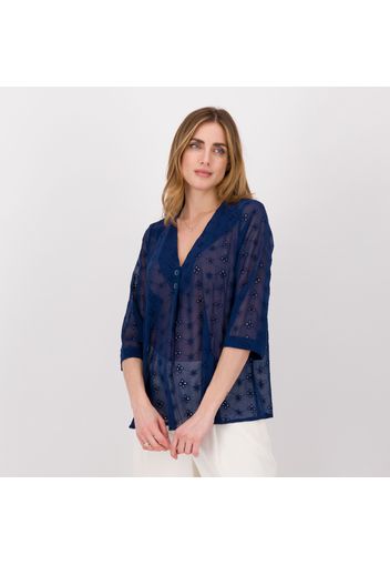 Blusa ricamata a fiori con maniche al gomito