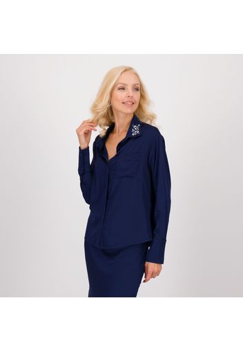 PALAZZO MODA Camicia in raso di viscosa stretch con perle e cristalli