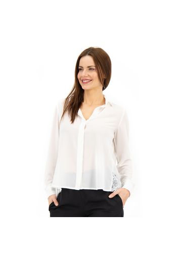 Camicia con retro plissé e pizzo al fondo