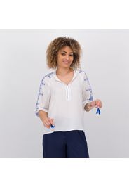 Blusa in crêpe a maniche lunghe con ricamo