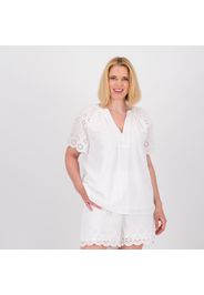 Blusa con manica corta in cotone sangallo