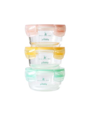 Pebbly, Set 3 contenitori da 240 ml in vetro borosilicato