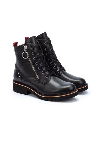 Biker in pelle con borchie tacco 4cm