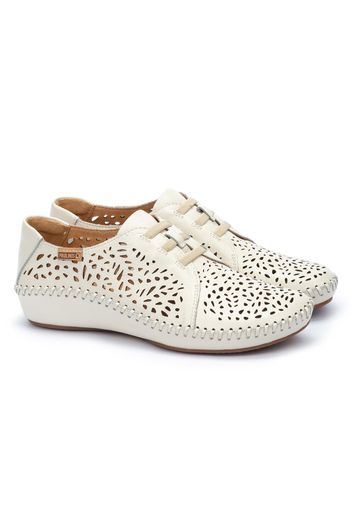 Slip on in pelle traforata con zeppa 3 cm