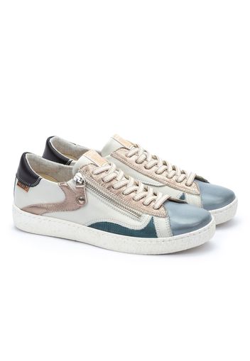 Sneakers stringate in pelle con inserti a contrasto