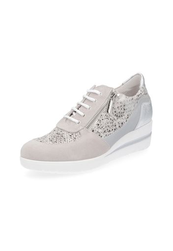 Sneaker in pelle con inserti effetto rettile e zeppa 4.5cm