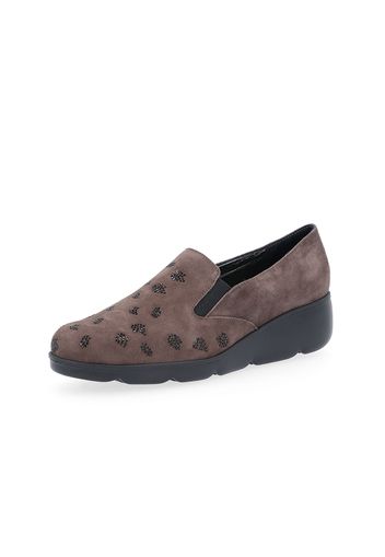 Slip on in pelle con motivo strass