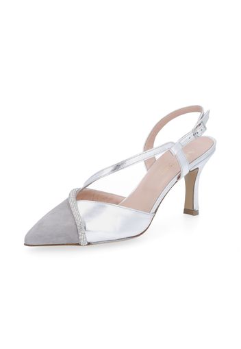 Sandali slingback in pelle con dettagli strass tacco 8,5 cm