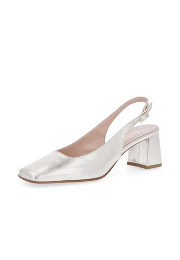 Décolleté slingback in pelle laminata con tacco 6,5cm