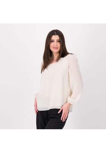 Blusa con scollo profilato luccicante