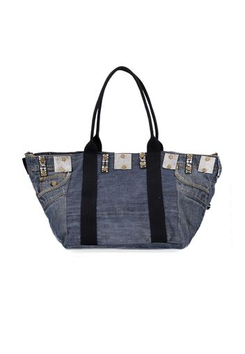 Borsa a mano in denim con applicazioni