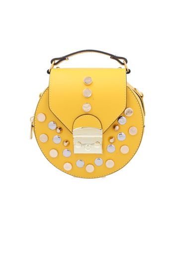 Borsa a mano Isa Studs in pelle con patta e borchie