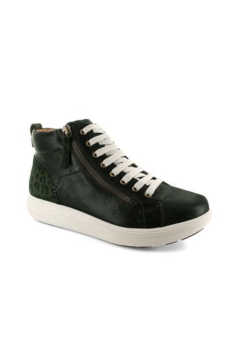 Sneaker alta in pelle con lacci e zip laterale