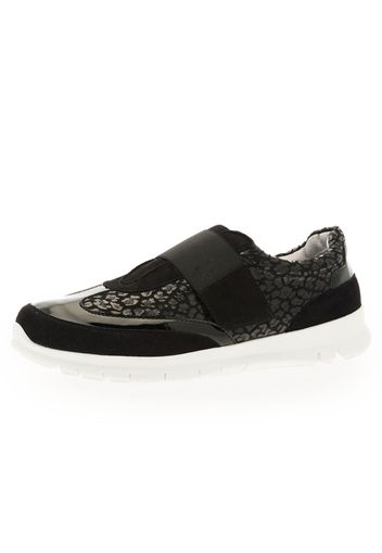 Slip on in pelle effetto maculato con banda elastica