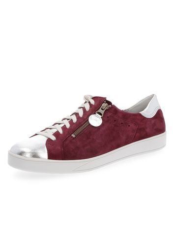 Sneaker in pelle scamosciata con zip e inserti laminati