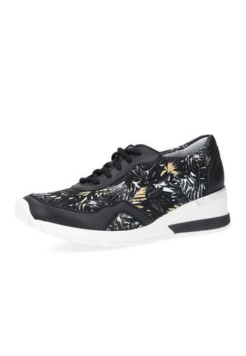 Sneaker in pelle a fiori con zeppa 4.5cm