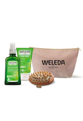 Kit corpo Betulla: olio, gommage doccia, spazzola e pochette