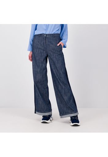 Pantaloni jeans con inserto e risvolto al fondo