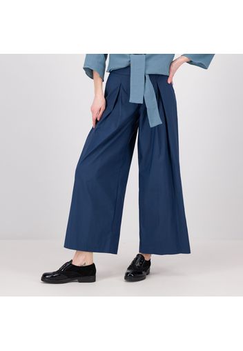 Pantaloni cropped con sfondo piega in cotone e nylon