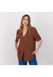 Blusa in crêpe di viscosa con spacco davanti