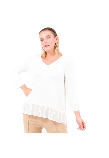 T-shirt in jersey di viscosa con balza in georgette