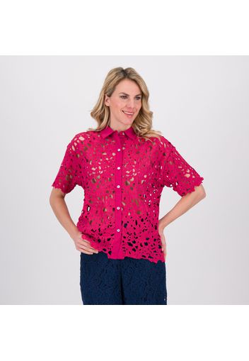 Camicia in pizzo floreale con manica corta