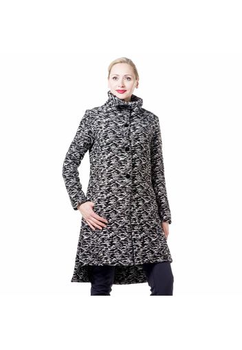 Cappotto jacquard in tessuto con lana con collo a imbuto