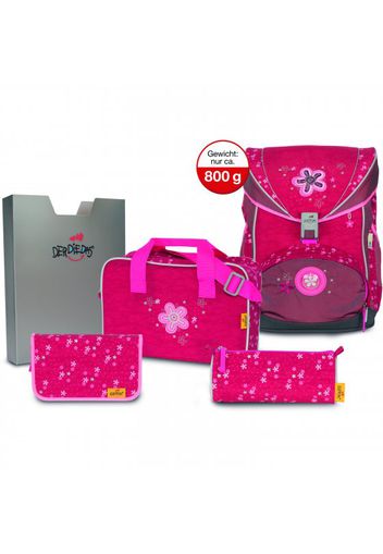 Derdiedas ergoflex exklusiv superflash zaino scolastico con accessorio set di 5pz. glitter flower