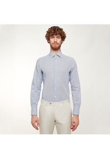 Camicia da uomo su misura, Ibieffe, Easy Iron Blu Rigata, Quattro Stagioni | Lanieri