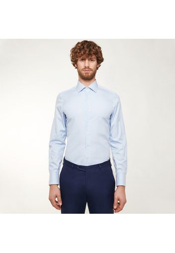 Camicia da uomo su misura, Thomas Mason, Righe Azzurre Pinpoint, Quattro Stagioni | Lanieri