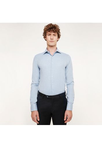 Camicia da uomo su misura, Canclini, Flanella Spiga Larga Azzurra, Autunno Inverno | Lanieri