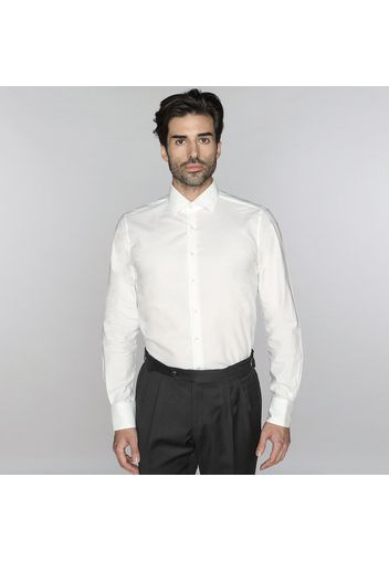 Camicia da uomo su misura, Canclini, Flanella Twill Bianca, Autunno Inverno | Lanieri