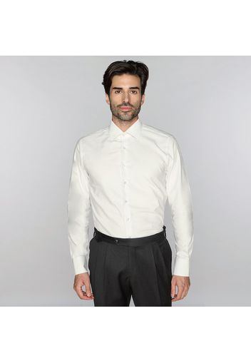 Camicia da uomo su misura, Canclini, Velluto Millerighe Bianca 100% Cotone, Autunno Inverno | Lanieri