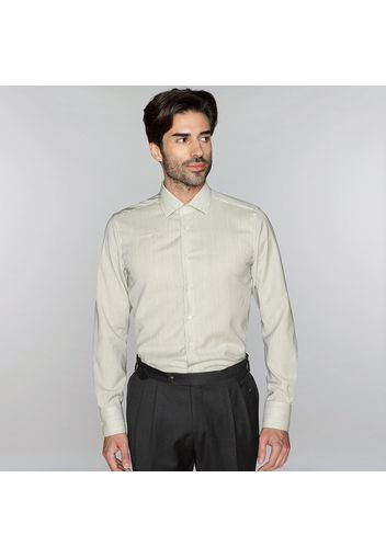 Camicia da uomo su misura, Reda Active, 100% Lana Merino Rigata Grigio Stretch, Quattro Stagioni | Lanieri