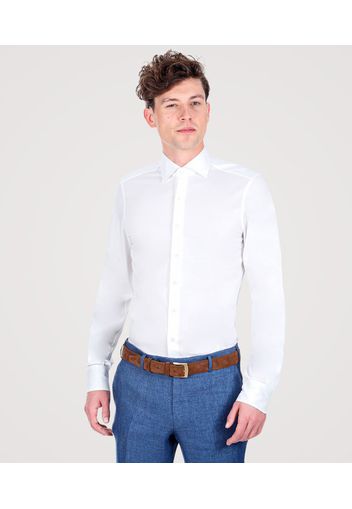 Camicia da uomo su misura, Canclini, Cotone Jersey Bianco, Quattro Stagioni | Lanieri