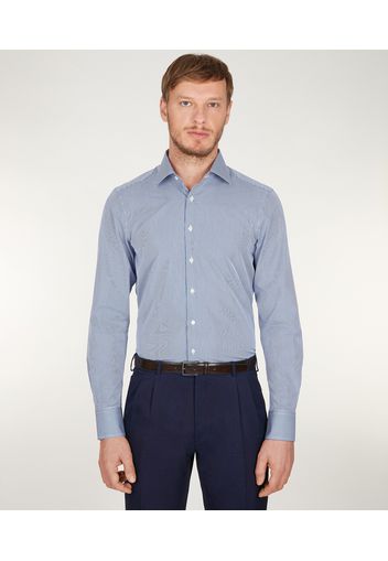 Camicia da uomo su misura, Ibieffe, Cotone Popeline Quadri Blu, Quattro Stagioni | Lanieri