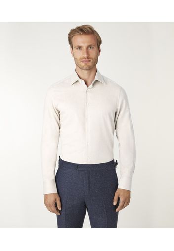 Camicia da uomo su misura, Canclini, Flanella Cotone Bianco, Autunno Inverno | Lanieri